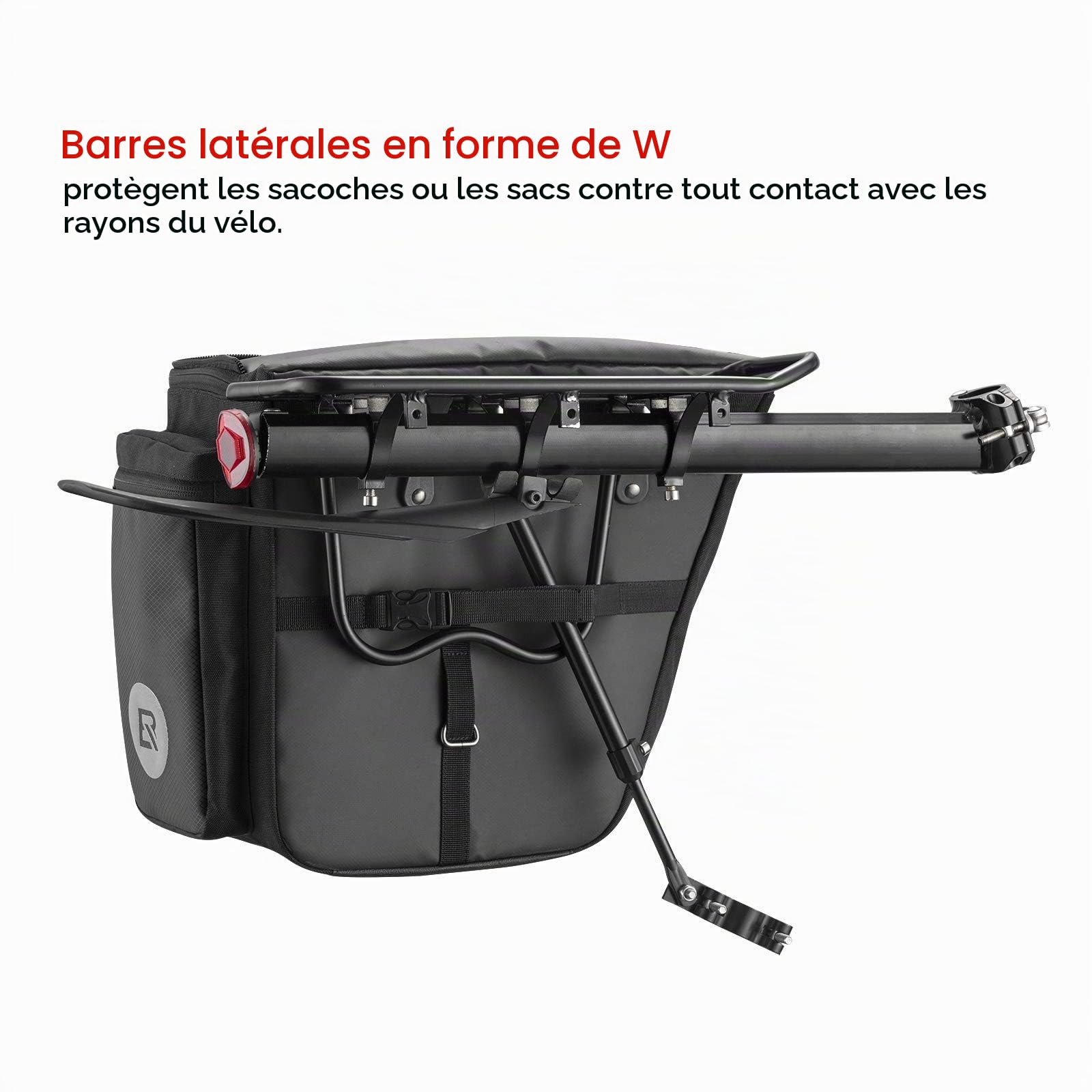ROCKBROS Porte Bagages Vélo Arrière VTT Fixation Tige de Selle, Transporteur avec Reflecteur et Garde-Boue, Universel Installation Rapide Noir