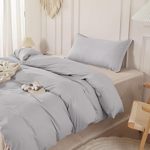 Miniatura 30 de SAPHREAS Juego de funda de edredón tamaño Queen 100% algodón orgánico, ropa de cama suave, funda de edredón con cierre de cremallera y lazos