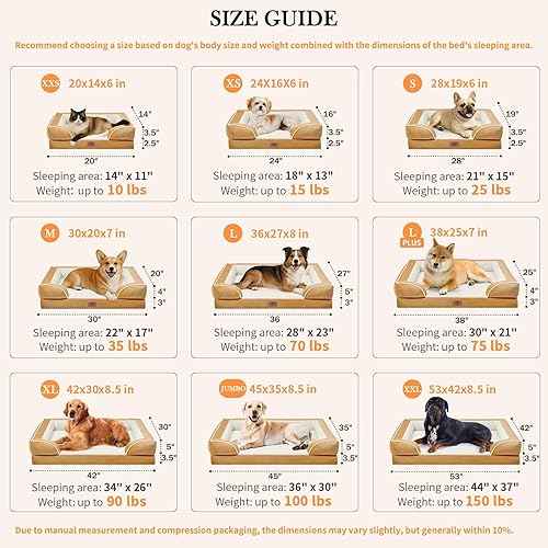 Miniatura 17 de Comfort Expression - Cama ortopédica para perros extragrandes, 53 x 42 pulgadas, cama impermeable y de apoyo de espuma con cojines removibles, con