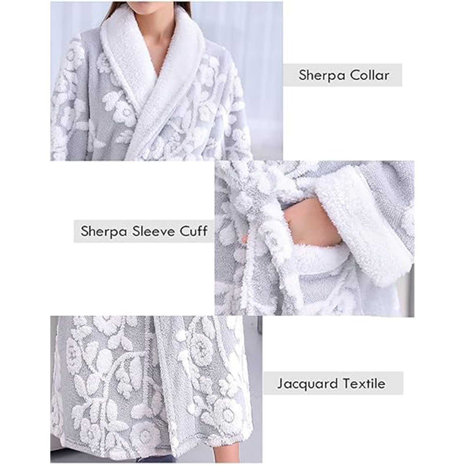 Bata de baño de forro polar para mujer, larga, cálida, mullida, con patrón de abrigo de casa, bata ligera para mujer, talla grande, maternidad
