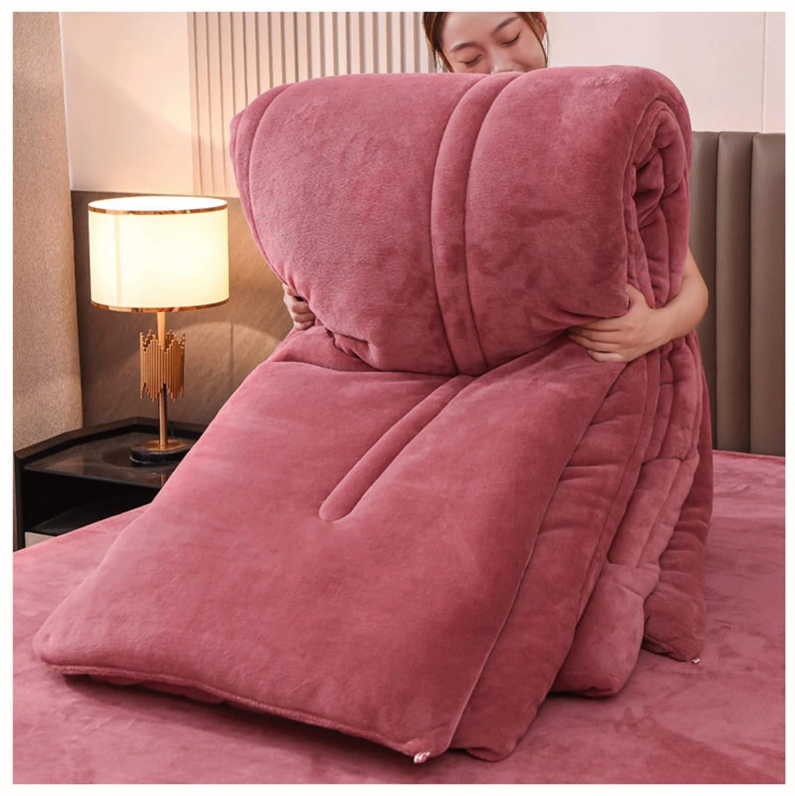 LLiuvcc Thickened Super Warm Winter Quilt，Fluffy Plush Double Sided Milk Velvet Quilt, Lightweight Breathable Warmth(Color4,180x220cm(3.5KG))