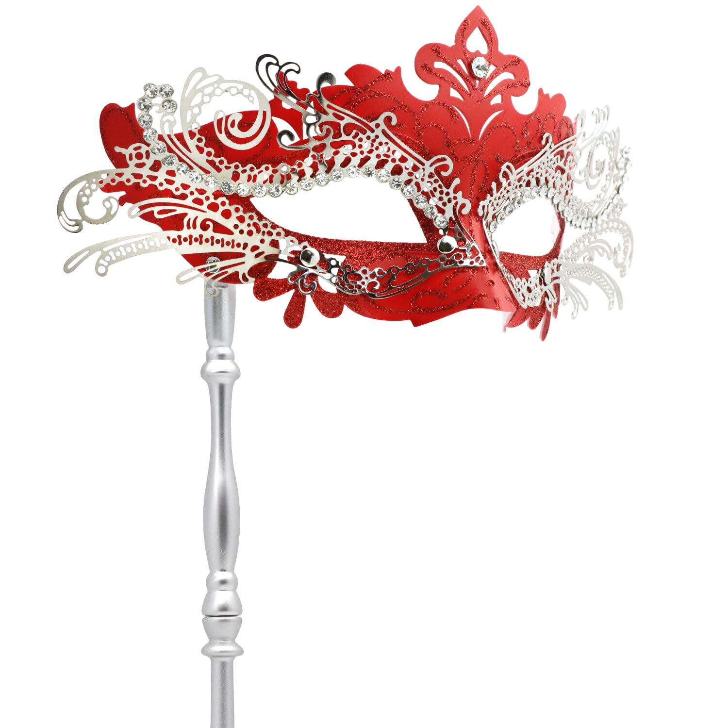 Coddsmz Masquerade Mask with Stick Venetian Mask Mardi Gras Decorations for Womens Halloween Costume Mask