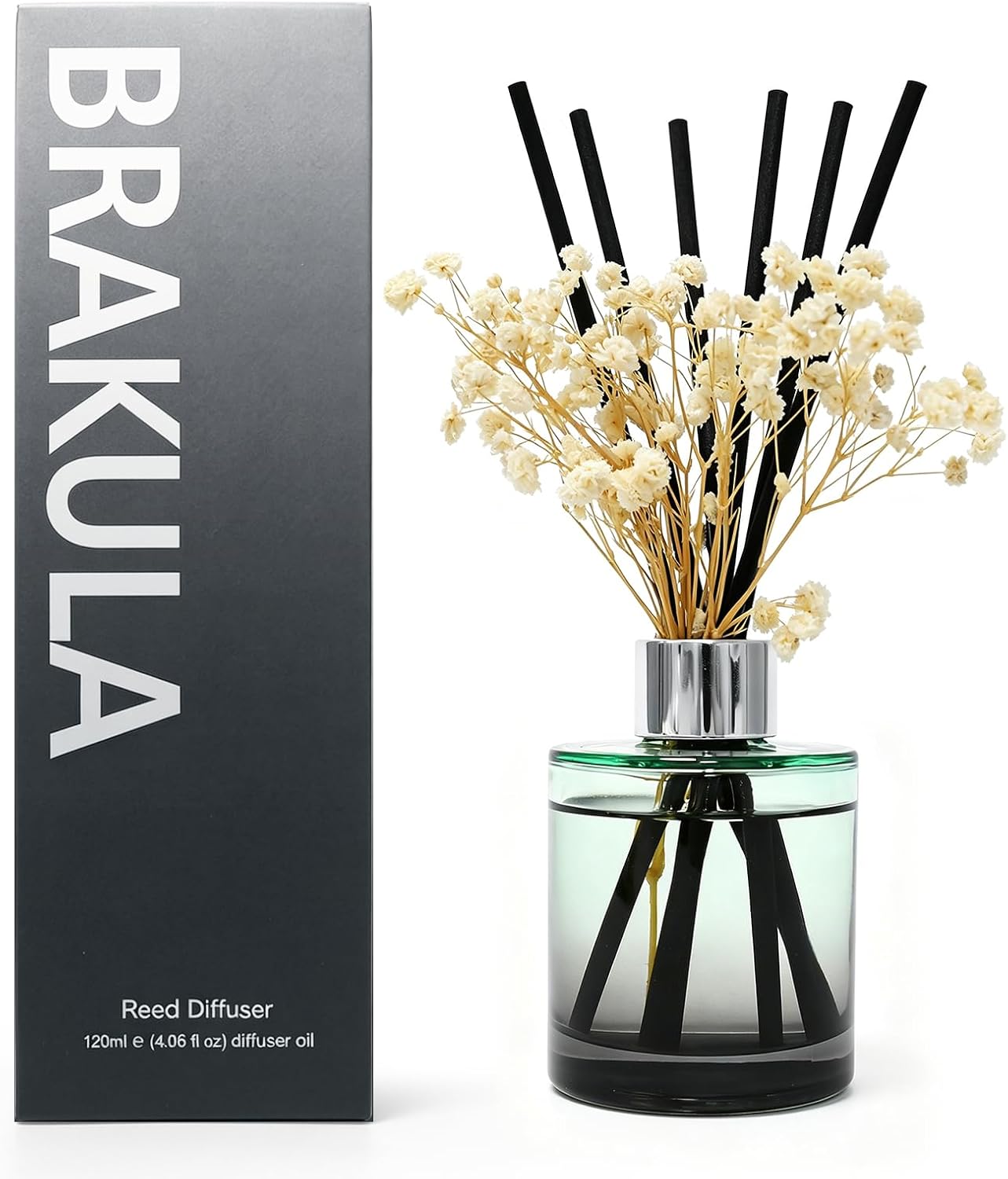 Brakula Reed Diffuser Set, Eucalyptus & Wild Mint Scent, 4.06 fl oz