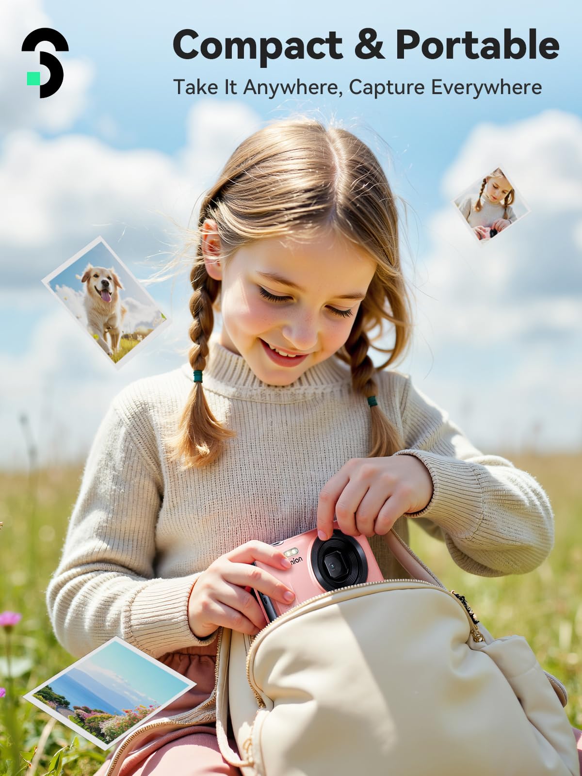 SOOMFON 72MP Aparat cyfrowy, aparat fotograficzny z 16-krotnym zoomem z kartą TF 32 GB, czytnik kart & 2 x akumulatory, przenośny aparat fotograficzny w stylu vintage z 7,1-centymetrowym ekranem, dla