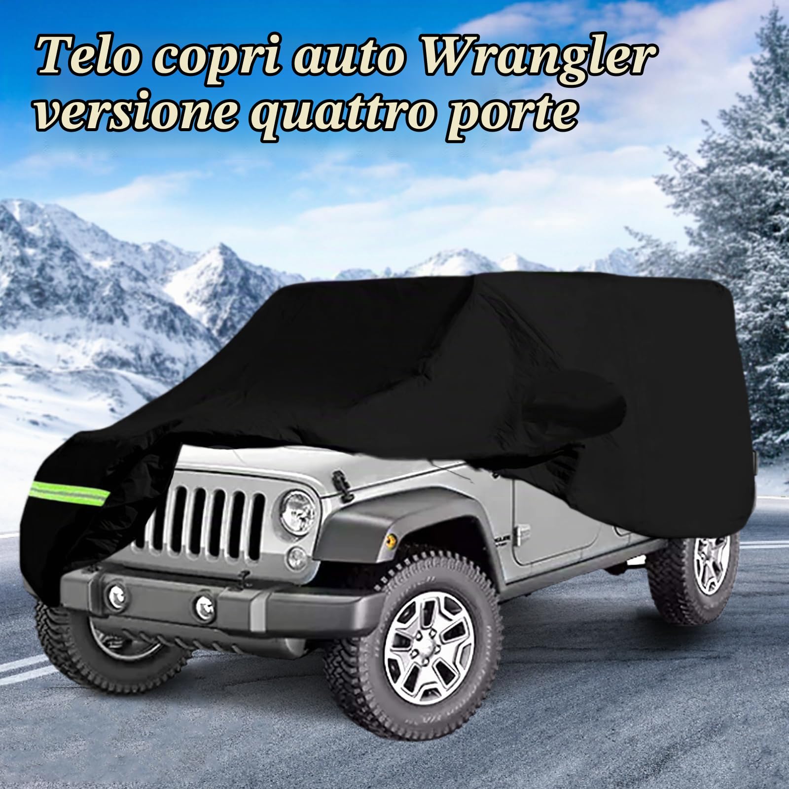 Copriauto Impermeabile per Wrangler 4 Porte - Anti UV Esterno Interno per CJ YJ TJ e JK - Completo per Garage a 4 Porte - Copertura per Tutte Le Stagioni