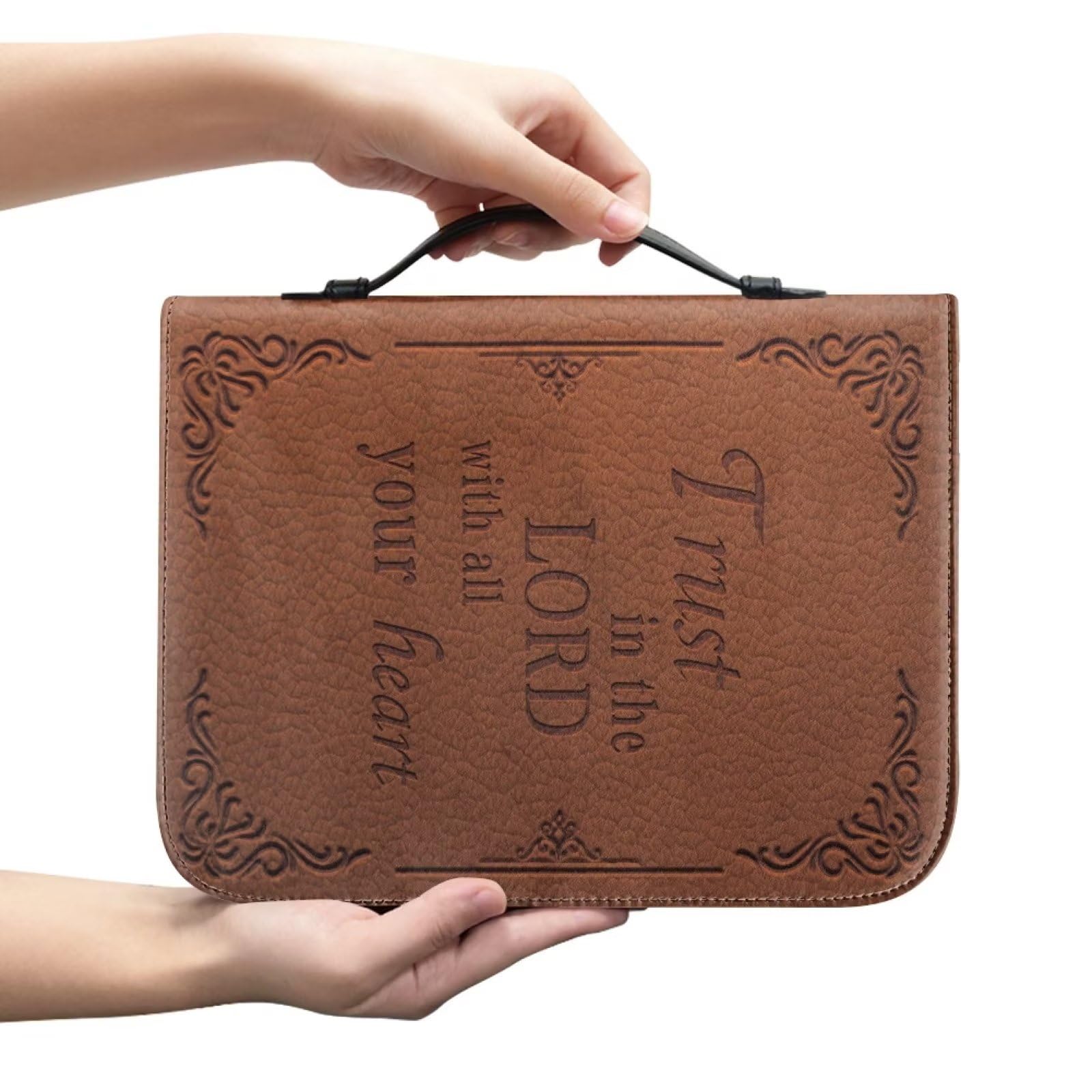 Funda para la Biblia con estampado de girasol marrón, funda de transporte para la iglesia, bolsa protectora de la Biblia con asa, perfecta para hombres y mujeres, bolsa de iglesia protectora