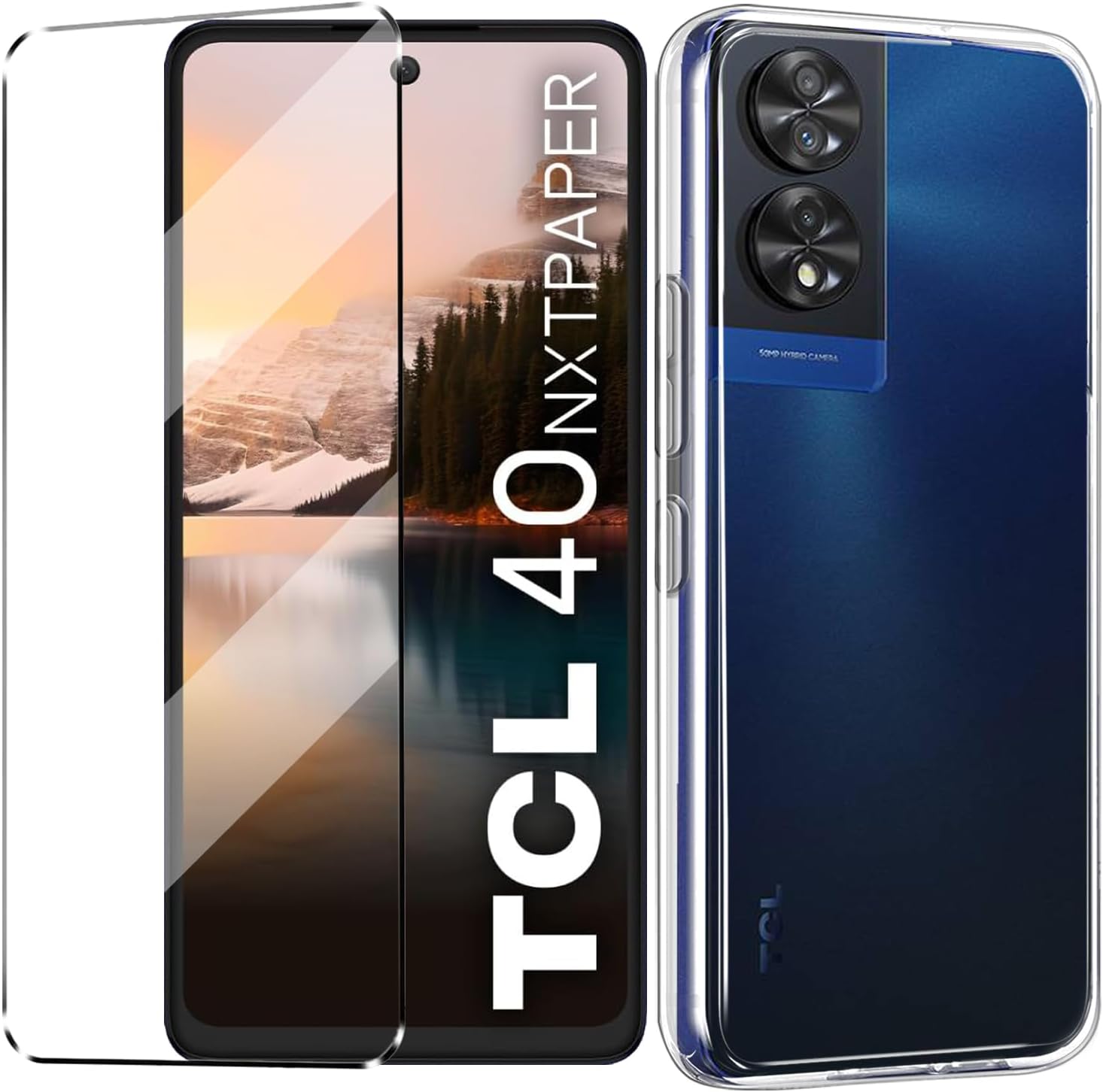 Cover Compatible with TCL 40 NXTPAPER 4G Case with 1 Pack Tempered Glass Screen Protector Phone Case for TCL 40 NXT PAPER 4G,Soft TPU Slim Fit Shockproof Anti-Scratch Phone Cover-Clear