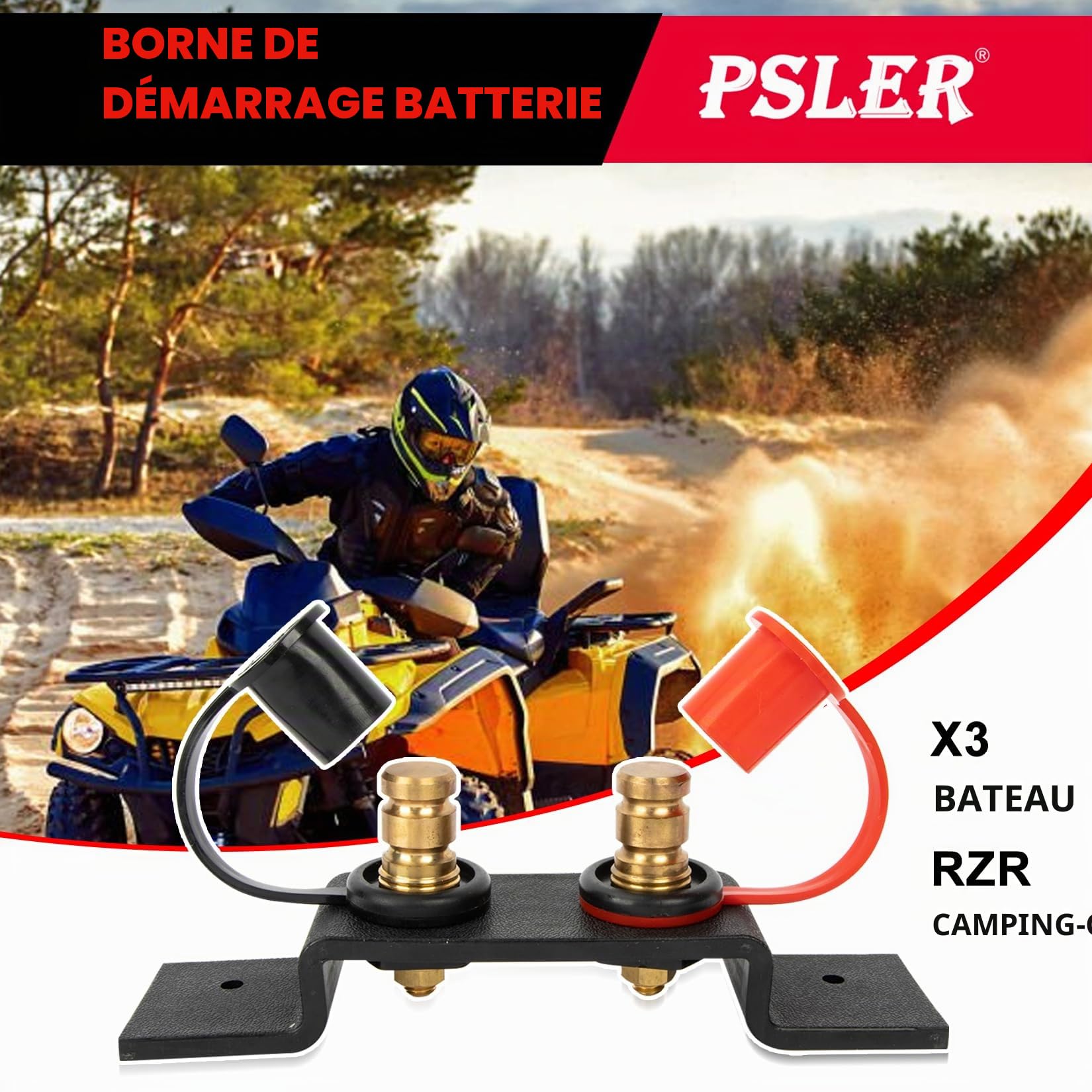 PSLER Goujon Rechargeable pour Poteau de Saut de Batterie Kit de Télécommande de Cavaliers pour UTV ATV Voiture Camion Marine RV Remorque Tondeuse Diesel Borne de Batterie avec Couvercle