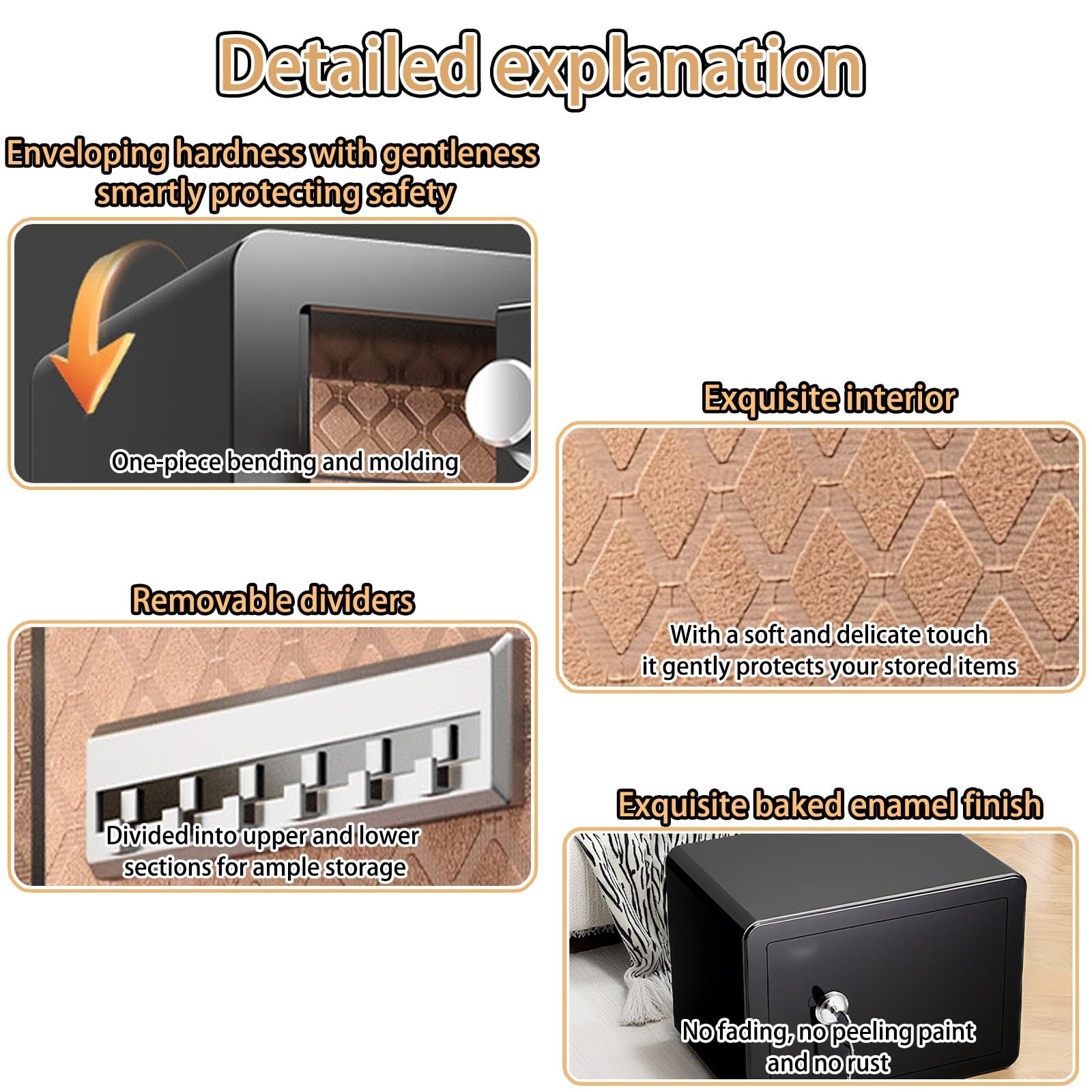 caja fuerte camufladas pequeña cofre safe con llave ignifuga Material de acero al carbono Diseño cerradura simple Antirrobo Antipalanca Sin batería Funcionamiento(20cm/7.87")