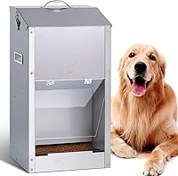 KHEARPSL 25lbs Stainless Steel Gravity Automatic Dog Feeder for Large Breeds - Outdoor/Indoor Wall or Floor Mount