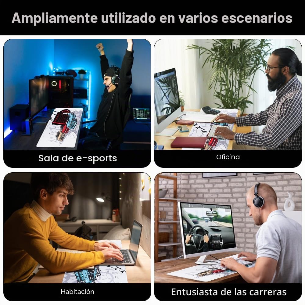 Alfombrilla Ratón Gaming XXL - 900 x 400 mm, Mouse Pad Gaming, de Goma, Alfombrilla de ratón Antideslizante de Goma, para Videojuegos, Macbook, PC, portátil, Escritorio