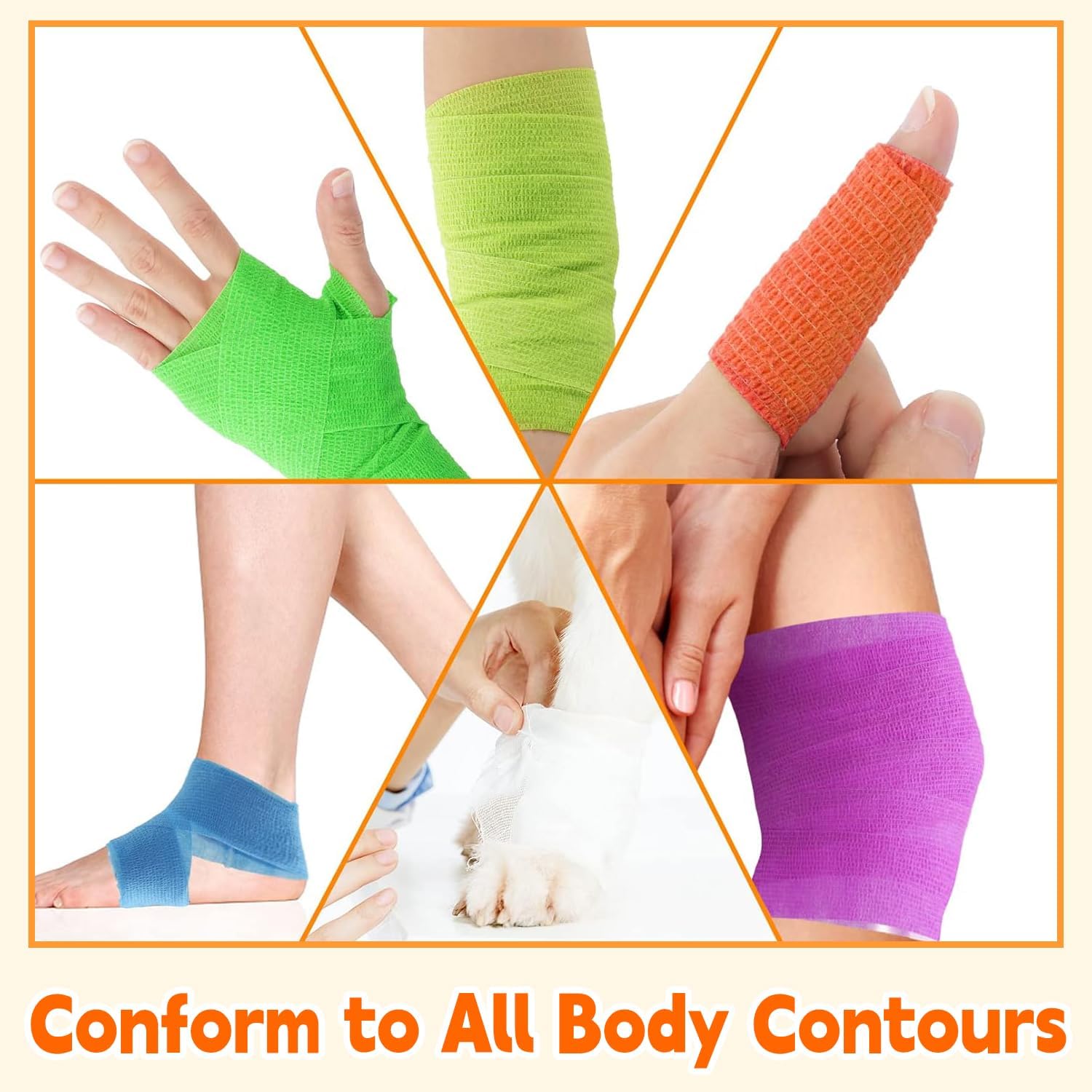 72 Pcs Self Adhesive Bandage Wrap, 2 Inch X 5 Yards Athletic Elastic Cohesive Bandage, Breathable Color Athletic Tape, Self-Adherent Tape, Stretch Sports Wrap for Wrist Ankle Sprains, 24 Color