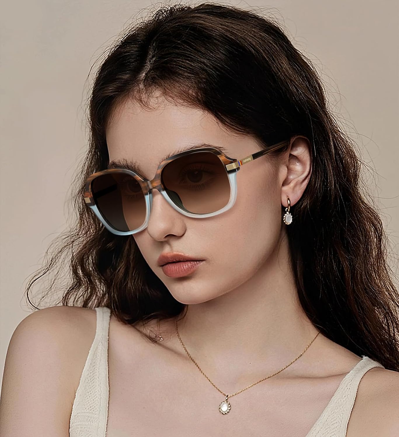 AVAWAY Polarized Sunglasses for Womens Square Oversized UV Protection Acetate Frame Retro Trendy Sun Shades - Image 6