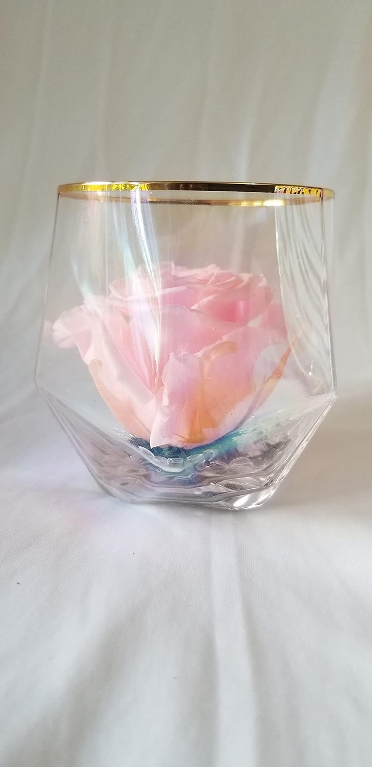 Mother's Day Anniversary Just Because Lovely Preserved Roses from Ecuador (Red, Teal Glass Vase)