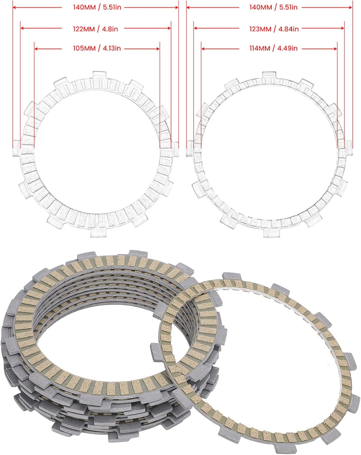 Acouto 11PCS Clutch Friction Disc Plate Set Longer Lifespan Smoother Transfer Reduce Vibration Replacement for 696 796 795 1100