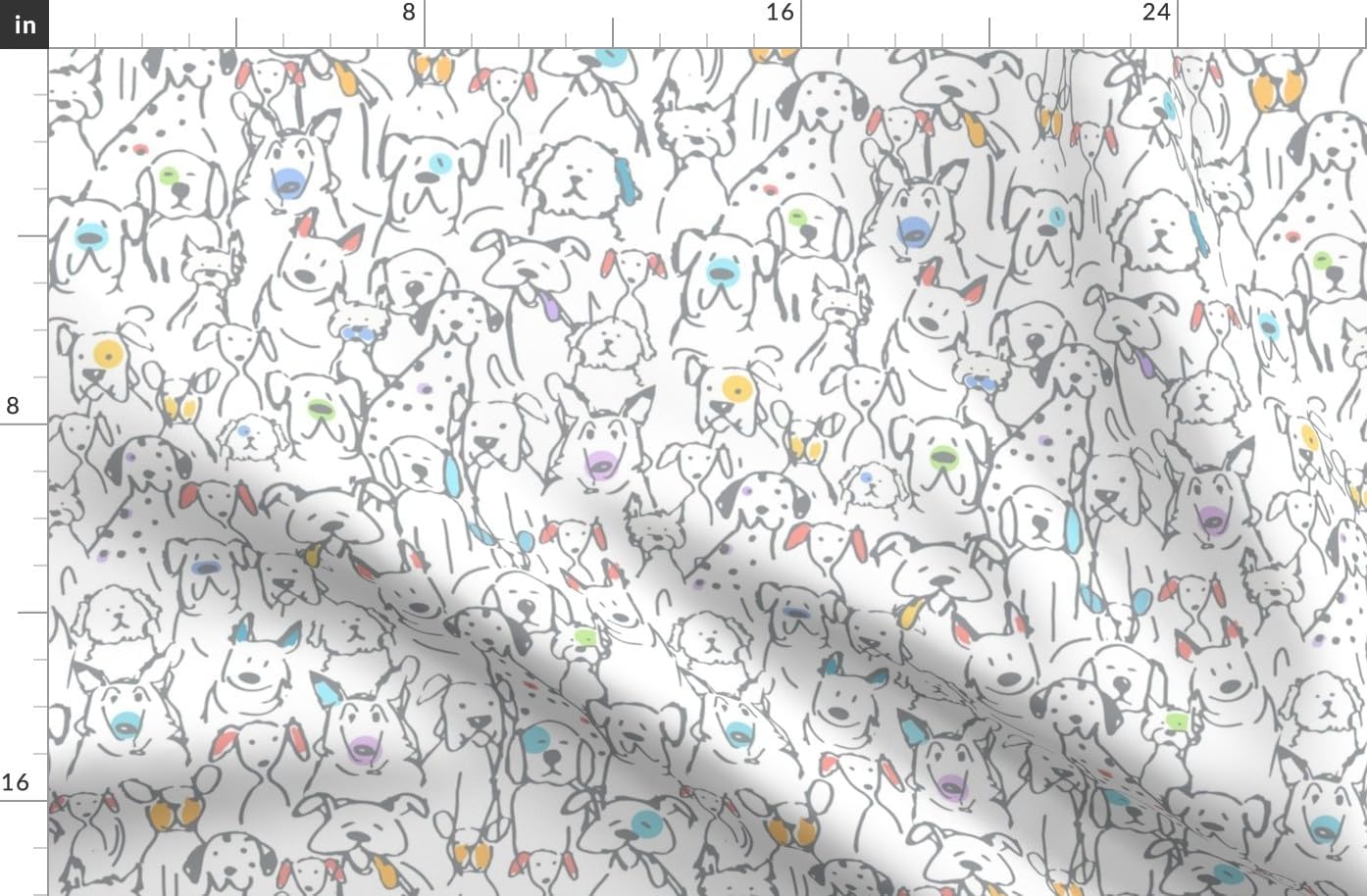 Spoonflower Fabric - Whimsical Dogs Fun Cute Happy Cheerful Bright Pastel Color Pop Doodle Printed on Organic Cotton Sateen Fabric by The Yard - Sewing Quilting Apparel Home Decor