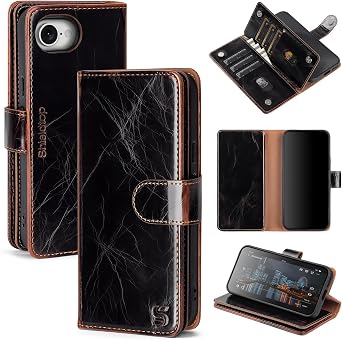 Shieldtop for iPhone 17e / 16e Wallet Case with Card Holder,Coffee