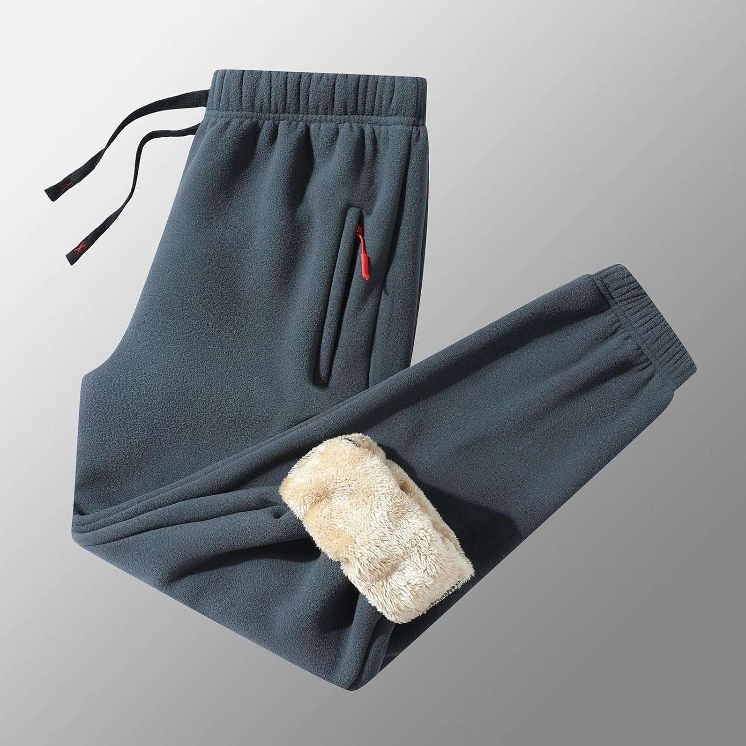 Baggy Casual Cinch Bottom Sweatpants for Men Winter Fleece Lined Athletic with Pockets Joggers Loose Heavyweight Yoga