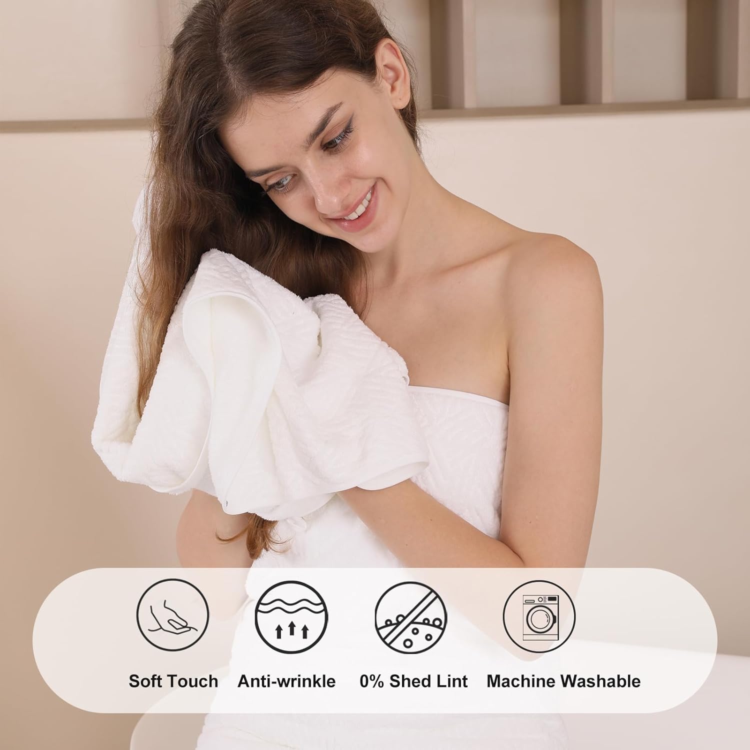 CHINO Bathroom Towel Set,35x70 Inch Bath Sheets Towels for Adults,Jumbo Bath Towels Extra Large Quick Dry Towel Soft Absorbent Oversized Towel Microfiber Shower Towels Bathroom Spa (4 Pcs White) - Image 4