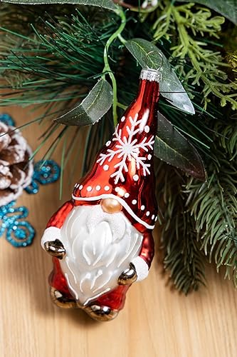 Miniatura 6 de Juego de 2 adornos de Navidad de gnomo de cristal colgante, adornos de gnomo de Navidad de vidrio soplado a mano para decoración de árbol de Navidad