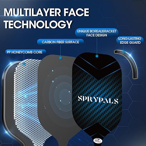 Miniatura 2 de Juego de 4 palas de pickleball con superficie de fibra de vidrio, 4 con 4 bolas, 4 toallas refrescantes y 1 bolsa de palas de pickleball con agarre