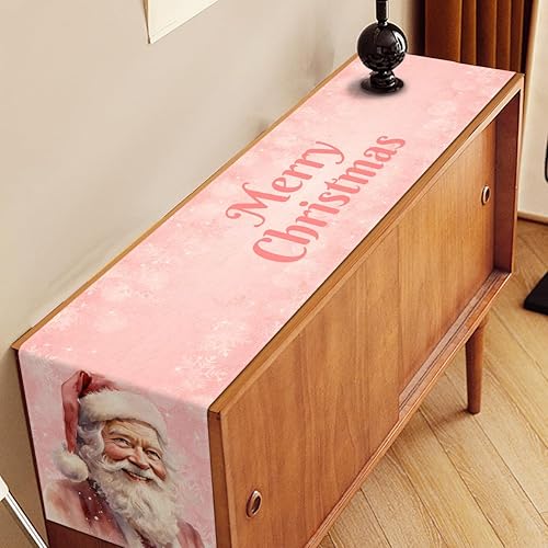 Miniatura 6 de Nepnuser Camino de mesa de Navidad retro rosa Papá Noel Navidad invierno fiesta decoración suministro hogar cocina comedor decoración