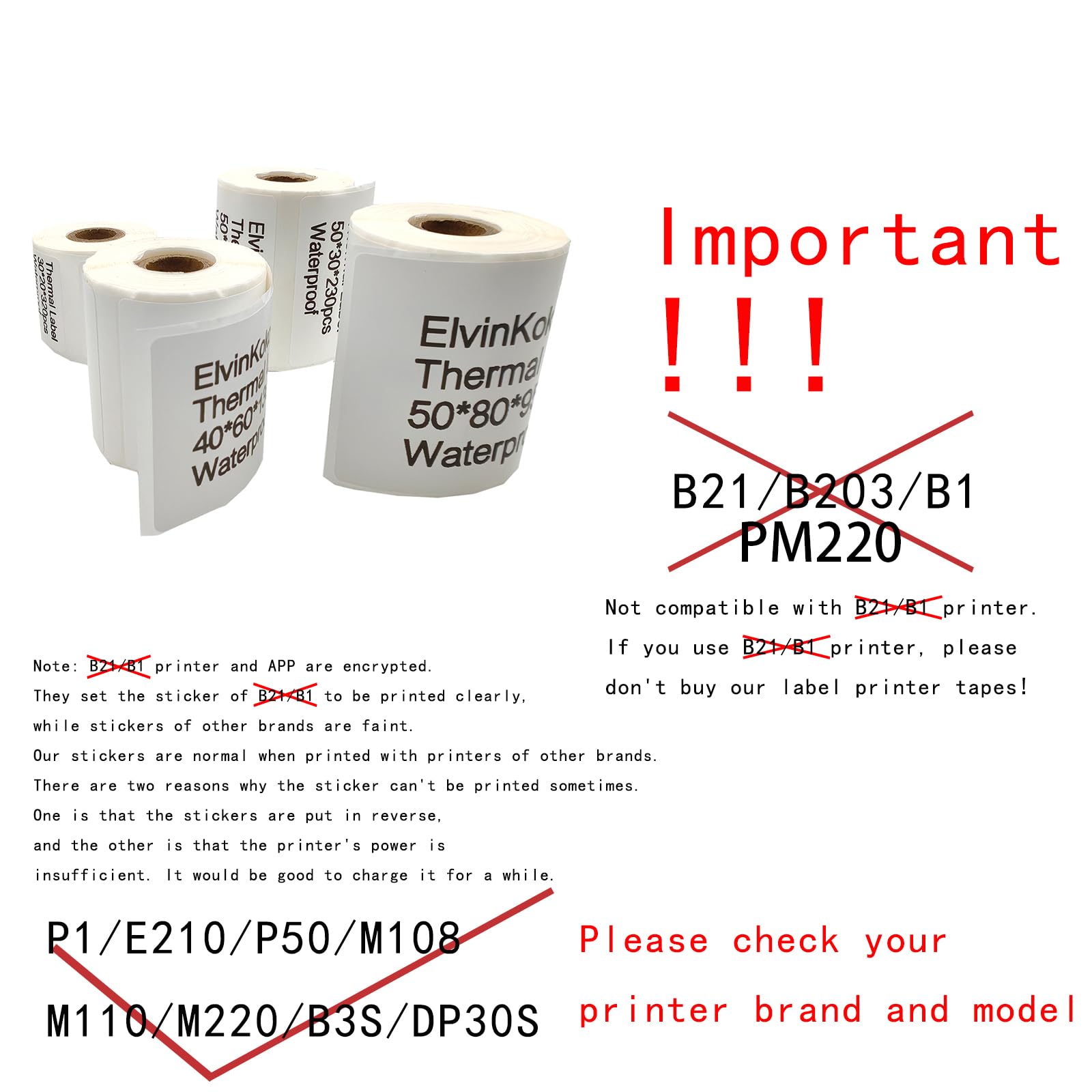 8 rollos de etiquetas térmicas M110 para papeles de etiquetas M221/M220/M120/M200 de 1.57 x 1.18 pulgadas, 230 etiquetas/rollo de etiquetas impermeables P50 40 x 30