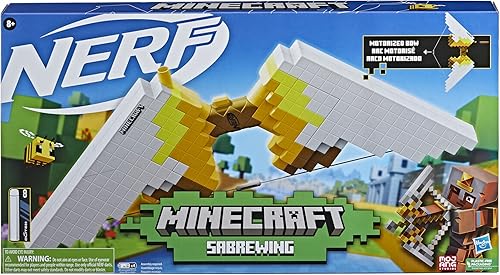 Vista 2 de Nerf Minecraft Sabrewing - Arco motorizado, 8 dardos de élite, clip de 8 dardos, lanzadores eléctricos de espuma de juguete, juguetes de Minecraft