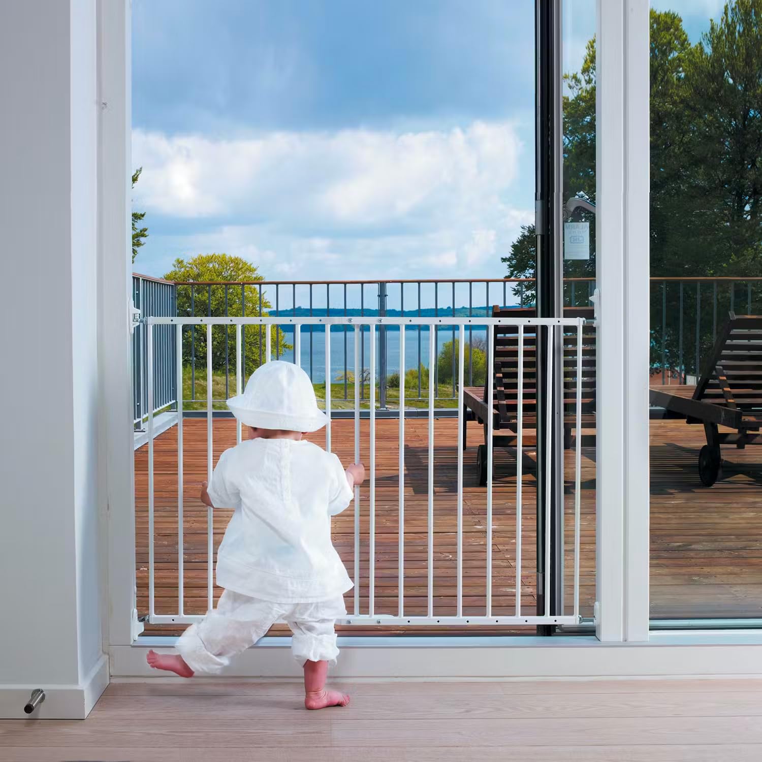 Avilia Cancelletto in Metallo Bianco per una sicurezza garantita : Regolabile da 78-80cm per Bambini e Cani, Installazione Semplice per Interni ed Esterni - Massima Protezione