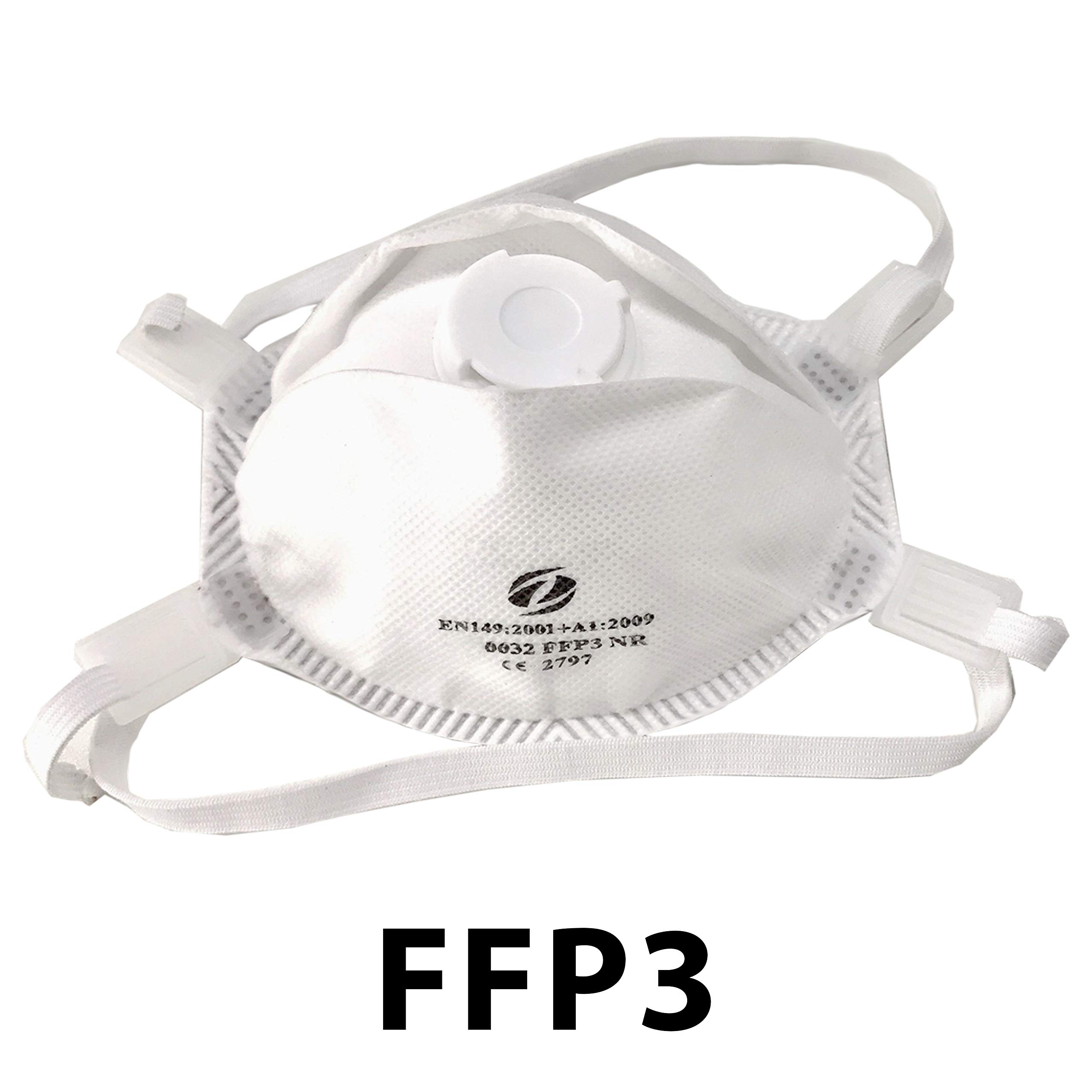 5x FFP3 Mascherine protettive respiratori facciali con Valvola, certificate e conformi CE, confezione da 5