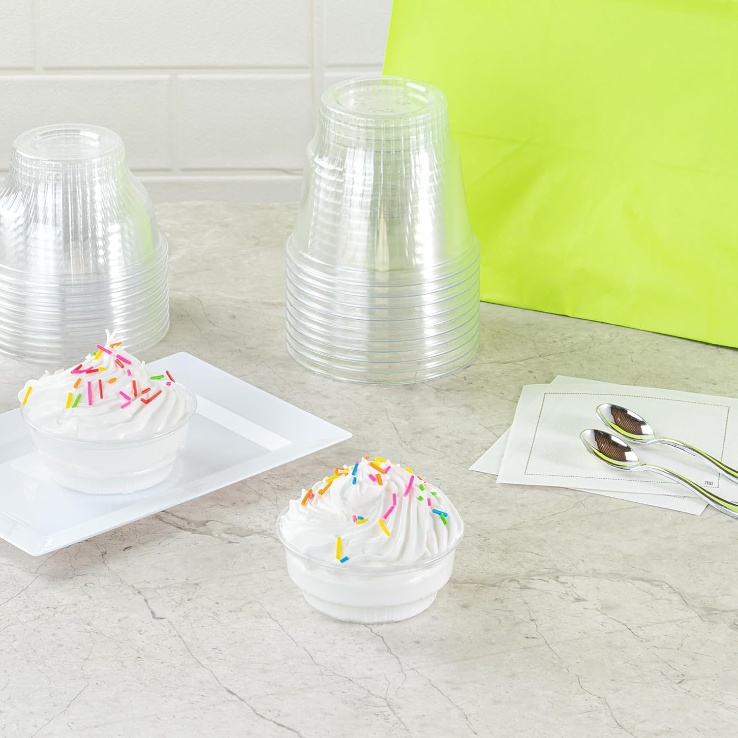 Restaurantware-RW Base 3.5 Ounce Ice Cream Cups, 500 Disposable Parfait Cups - Premium, Elegant, Clear Plastic Dessert Cup, Serve Frozen Yogurt, Mousse, Pudding, Sundae, Great For Birthday Parties
