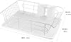 Pearl Metal Aldeo HB-3466 Metal Dish Drying Rack with Tray that Drains Water, Horizontal Placement, White
