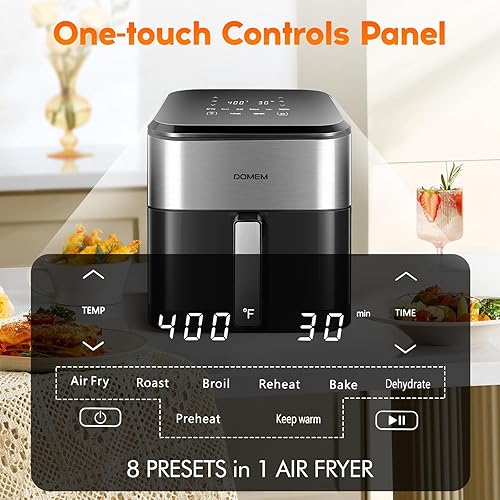 Miniatura 5 de Freidora de aire de gran capacidad de 6.2 cuartos de galón de 1500 W con cesta antiadherente, freidora de aire multifunción 8 en 1 con preajuste,