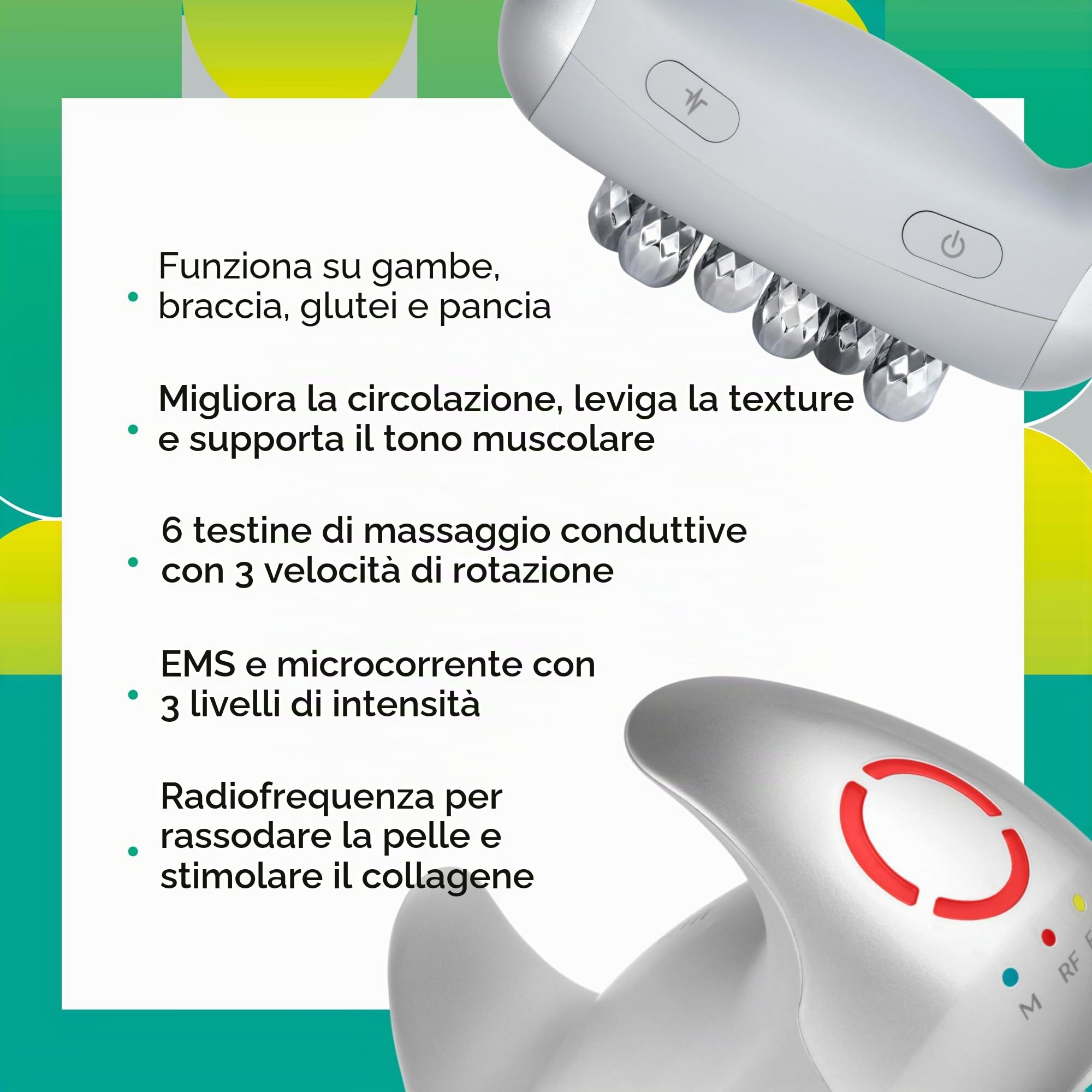 Magnitone Diablo Pro Apparecchio per la Scultura Integrale del Corpo – Microcorrente EMS, Radiofrequenza e Massaggio – 3 Livelli di Intensità – Senza Fili, Portatile, Batteria da 70 Min – per Gambe