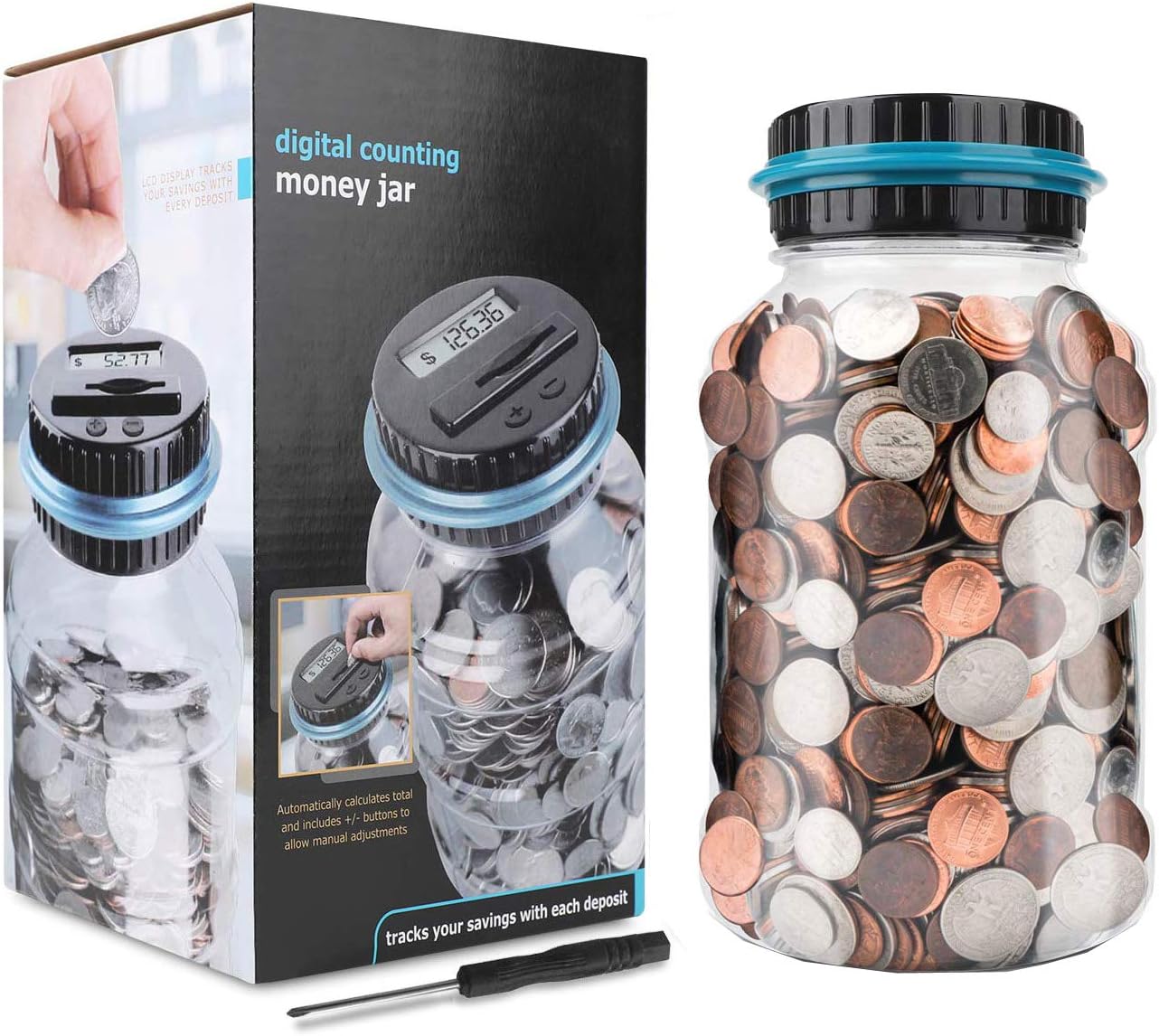 Digital Coin Bank Piggy Bank for Adults,Coin Counter with LCD,1.8L Large Money Saving Jar for Kids,Girls,Boys,As a Birthday Gift