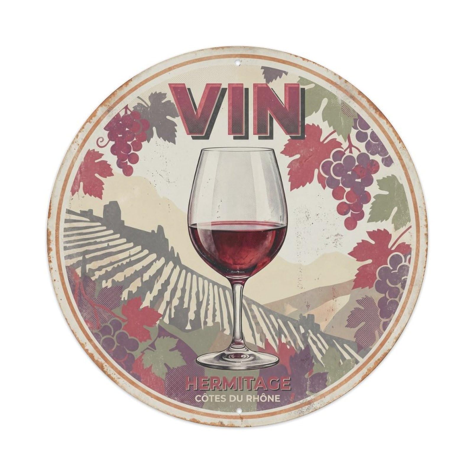 Wine Tasting Cellar France Travel Retro Illustration Metal Tin Sign