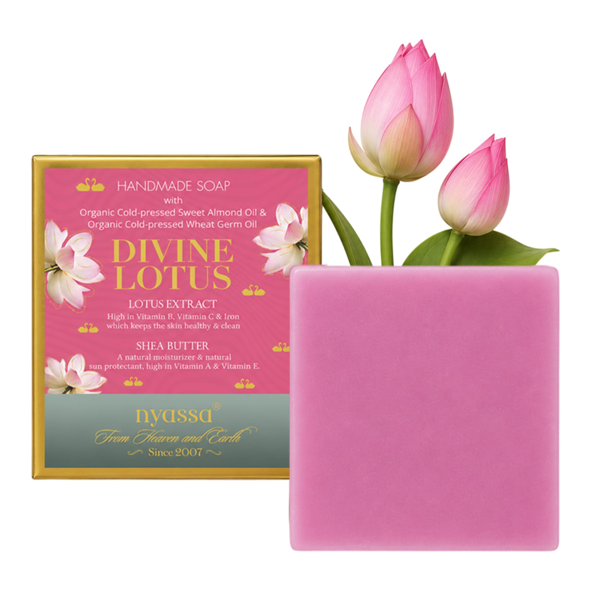 Nyassa Luxurious Divine Lotus Handmade Natural Bathing Soap | Lotus Extract & Almond Oil |Lotus Fragrance| All Skin Type 150gm-image-42