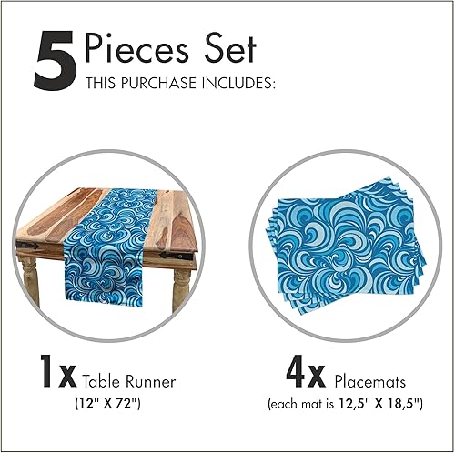 Miniatura 4 de Ambesonne Juego de 4 manteles individuales de tela lavable para mesa de comedor, tamaño estándar, naranja y blanco