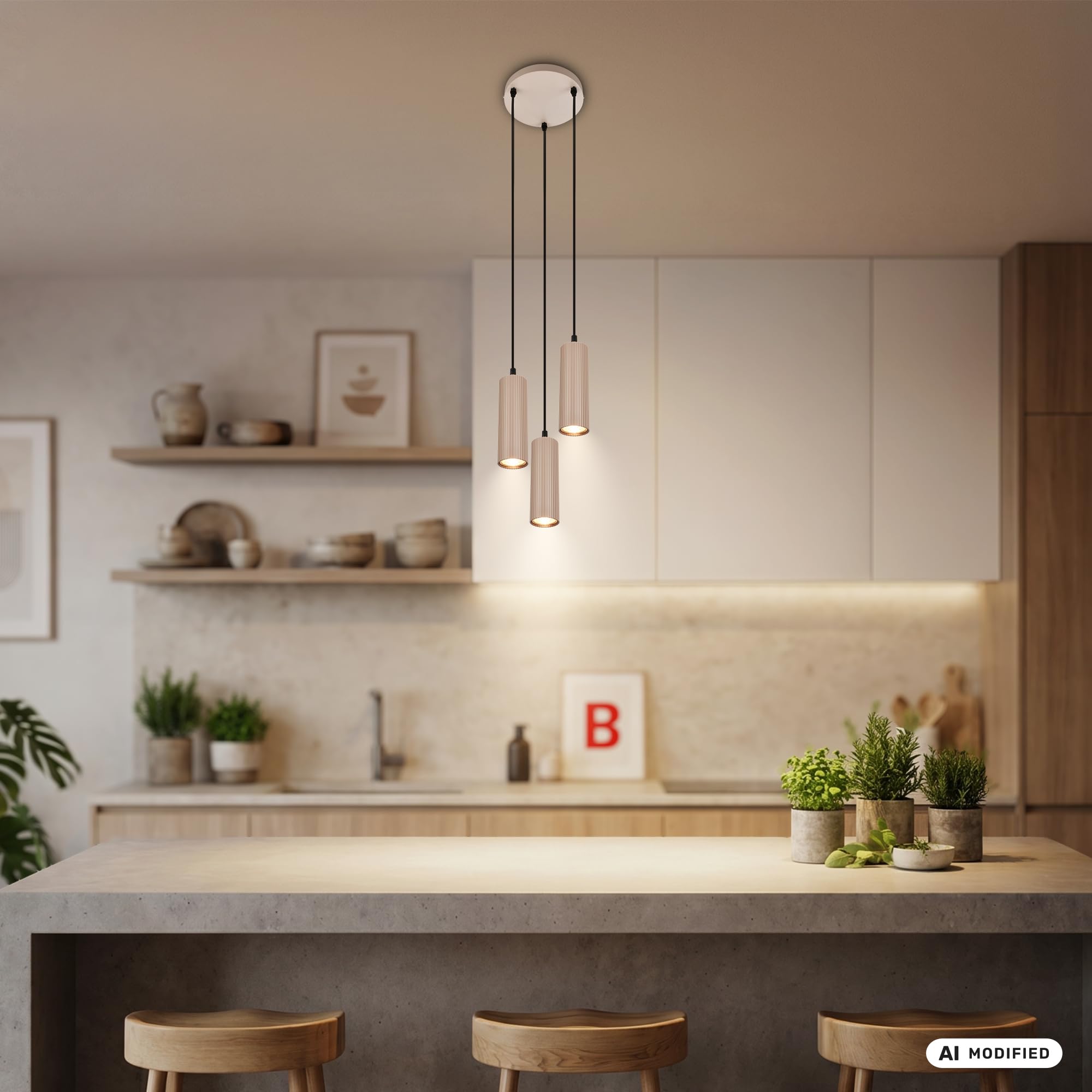 BRILONER - Pendelleuchte Höhenverstellbar GU10 Fassung Beige max. 120 cm