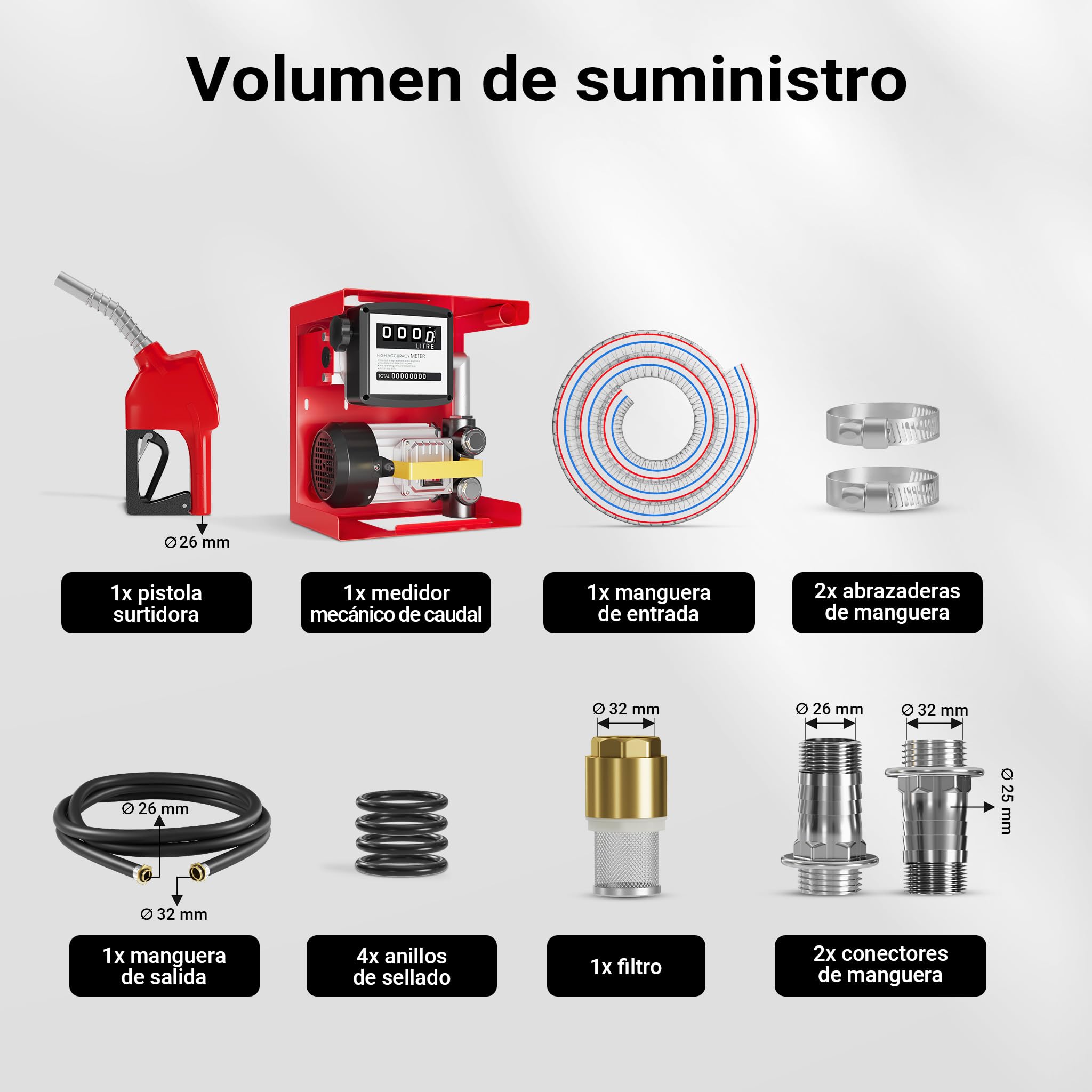 Wiltec Bomba autocebante para diésel y gasóleo 230 V / 550 W surtidor autoaspirante de gasoil 20-60 l/min con pistola automática y contador para trasvase trasiego de combustible