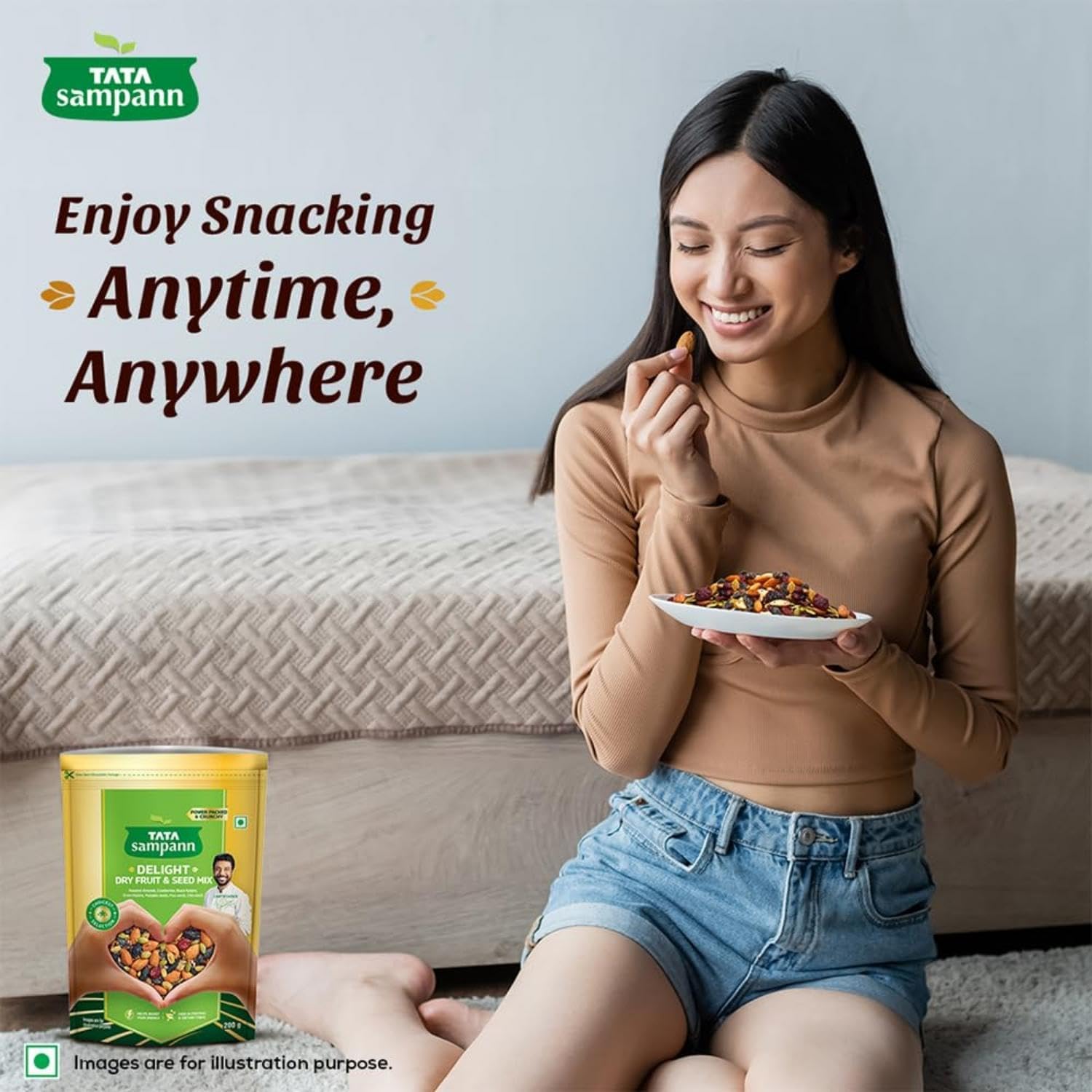 Tata Sampann Delight Dry Fruit & Seed Mix | Power Packed & Crunchy Snack | Trail Mix | High in Protein & Dietary Fibre | Rich in Magnesium | Source of Phosphorus | 200g | Roasted Almonds, Cranberries, Black Raisins, Green Raisins, Pumpkin Seeds, Flax Seeds & Chia Seeds 4