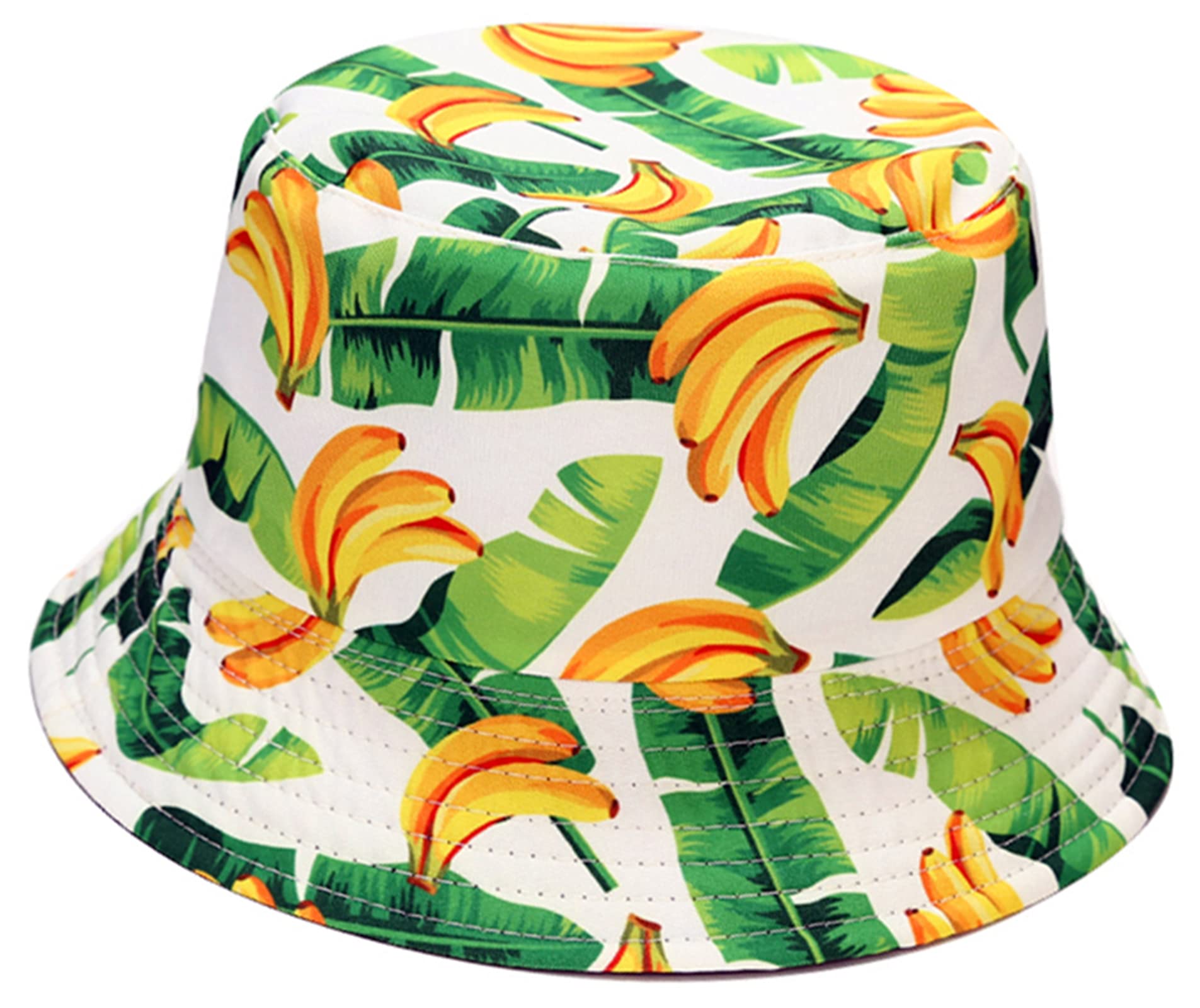 Banana Print Bucket Hat Fruit Pattern Fisherman Hats Summer Reversible Packable Cap