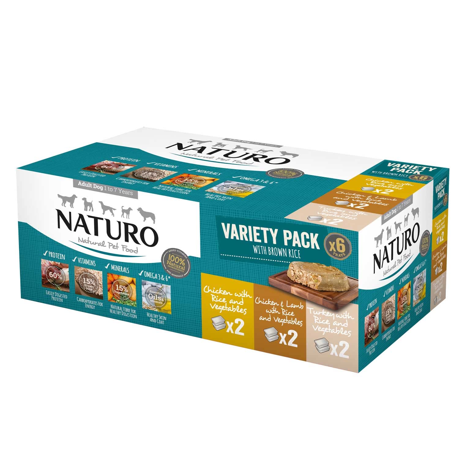 Naturo Adult Dog Food Brown Rice Variety Pack 400g 6 Pack