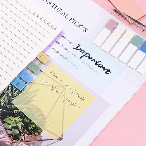 Miniatura 7 de Morandi - Juego de 960 hojas adhesivas translúcidas, 3 x 3 pulgadas2.7 x 3.8 pulgadas, notas adhesivas transparentes, pestañas de índice escribibles