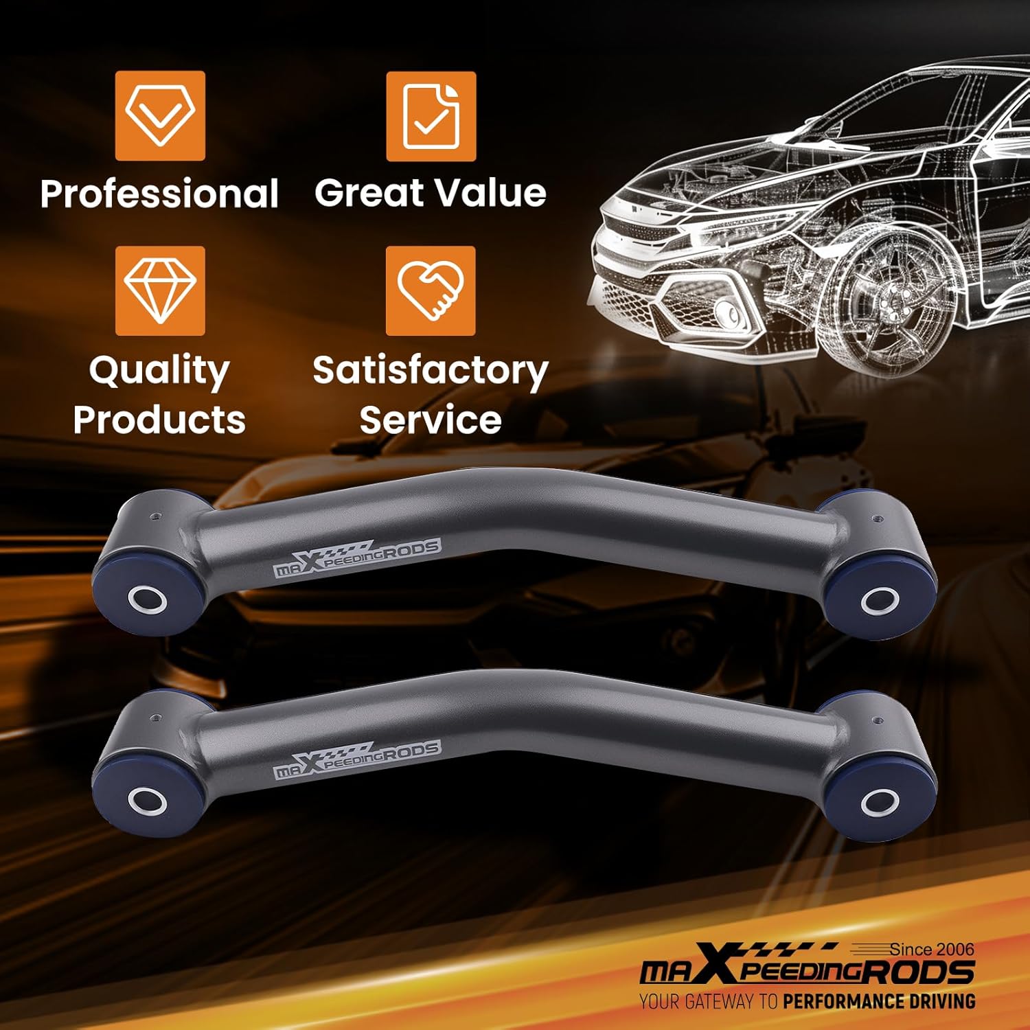 maXpeedingrods Fixed Lower Control Arms for Jeep Cherokee XJ Wrangler TJ LJ Comanche MJ w/3-4.5" Lift, Poly Bushing with Zerk Fittings