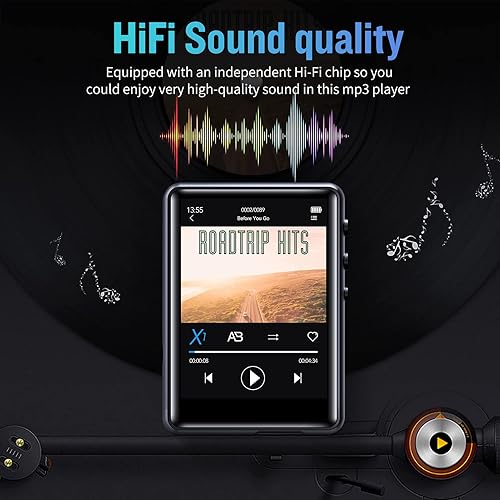 Miniatura 2 de Reproductor MP3 de 64 GB con Bluetooth, pantalla táctil completa 2.4 MP3 y reproductor MP4 HD integrado, radio FM, grabadora de voz, mini diseño