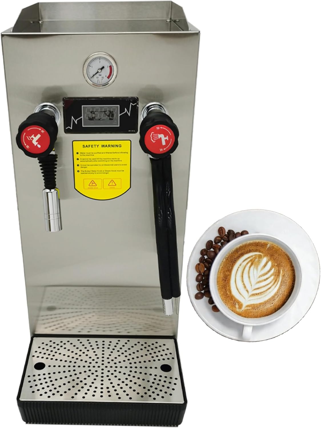 Steam Milk Frothing Machine Commercial Milk Frother 12L Stainless Steel Steam Boiling Water Frothing Machine Electric Milk Foam Maker Automatic Coffee Foam Maker 220V For Dessert Shop