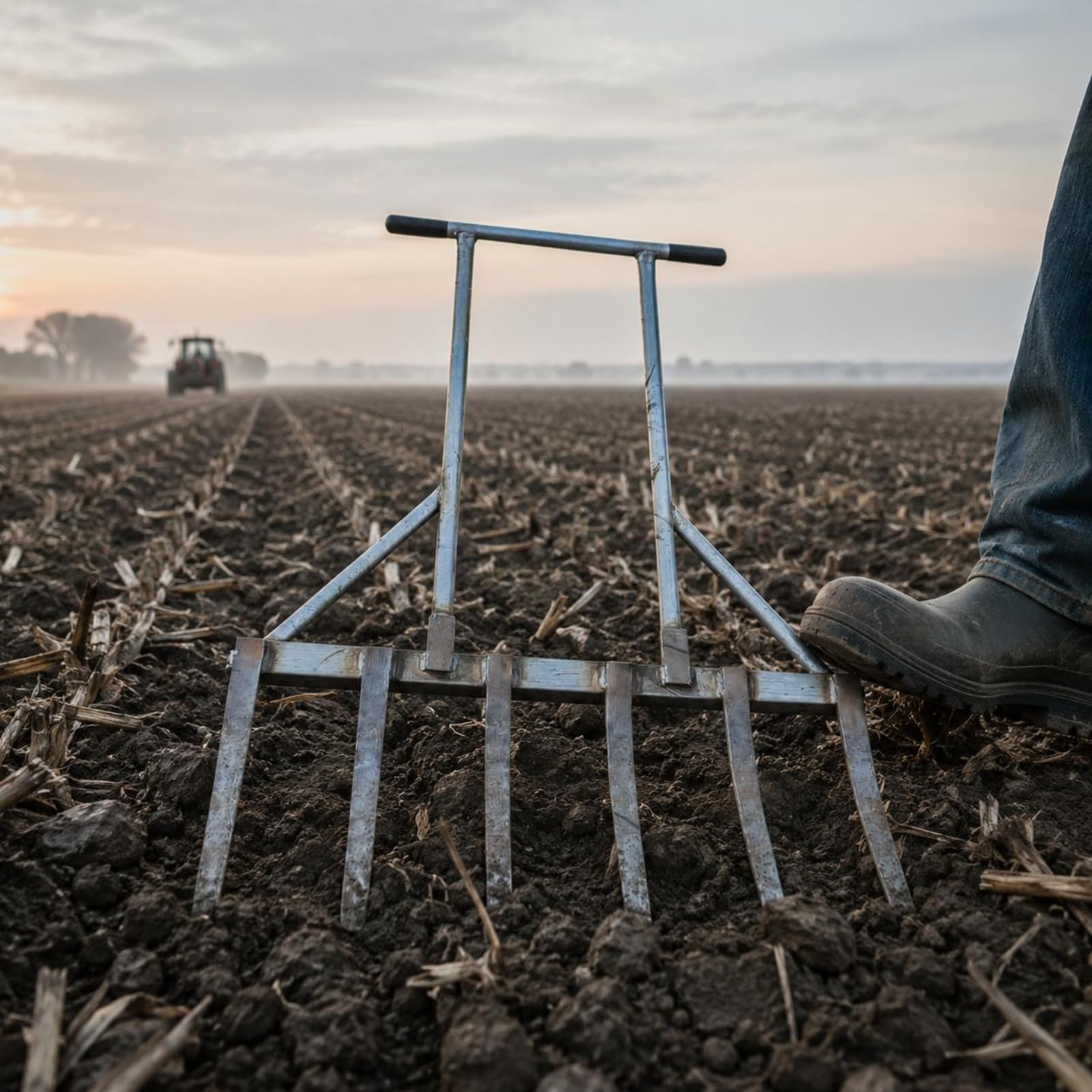 Homyl Forcone Manuale a 6 Denti Forcone Scavo Giardinaggio Attrezzo Campagna in Testa Larga E Manici a Tubo con Impugnature Antiscivolo Adatto per Orto Campo Giardino Domestico