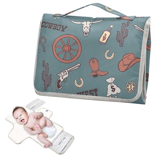 Miniatura 2 de Cambiador portátil de vaquero azul verde azulado para bebé, tapete cambiador de estación reutilizable para bebés, recién nacidos, niñas y niños
