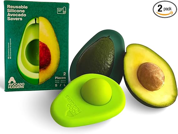 Food Huggers Avocado Huggers 2pc Silicone Reusable Avocado Savers with Pit Storage | BPA Free | Plastic Free Food Storage | Dishwasher Sa...